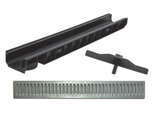 Plastic GIDROLICA Standart DN100 H80 drainage tray with stainless steel A15 grate 8033