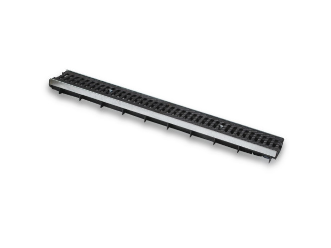 Water drainage tray GIDROLICA plastic Standart DN100 H60 reinforced with cast iron grate C250 80546