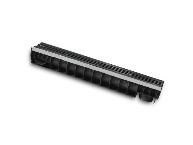 Plastic GIDROLICA Standart DN100 H135 drainage tray reinforced with cast iron grate C250 80046
