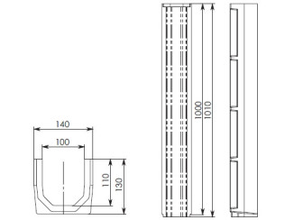Odtokový žľab GIDROLICA polymérpieskový DN100 H130
