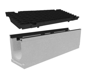 Лоток з решіткою (комплект) 0416 Ч - водовідвідні системи Gidrolica - Київ та Україна.