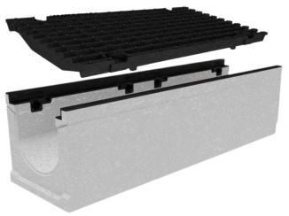 Лоток із решіткою (комплект) 0422 Ч - водовідвідні системи Gidrolica – Київ та Україна.