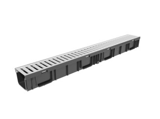Plastic water drainage tray GIDROLICA Light DN95 H95 with steel grate A15 0806