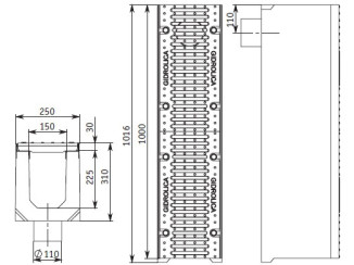 Tray with grate (set) 04161 - drainage systems Gidrolica - Kyiv and Ukraine.