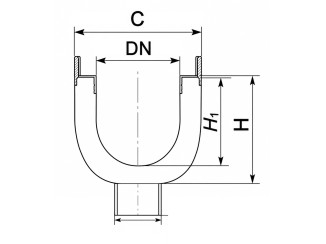 Set: SUPER LV-10.20.16 concrete water drainage tray with vertical water drain with VCH slotted cast iron grate, class.