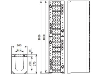 Tray with grate (set) 0411 - drainage systems Gidrolica - Kyiv and Ukraine.