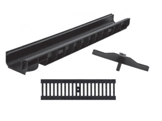 Water drainage tray GIDROLICA plastic Standart DN100 H80 with cast iron grate C250 8036
