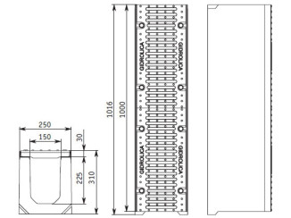 Tray with grate (set) 0416 - drainage systems Gidrolica - Kyiv and Ukraine.