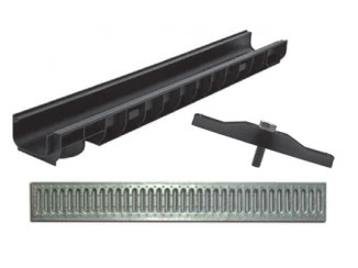 Plastic drainage tray GIDROLICA Standart DN100 H80 with galvanized steel grate A15 8038