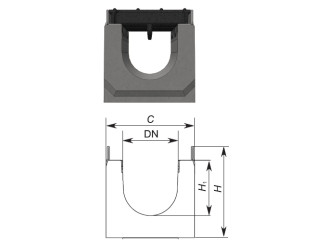 Concrete tray SUPER LV DN 100 with cast iron grate