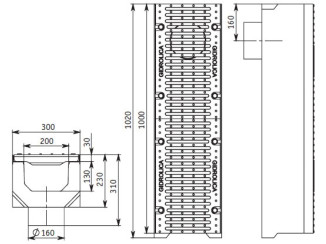 Tray with grate (set) 04211 - drainage systems Gidrolica - Kyiv and Ukraine.
