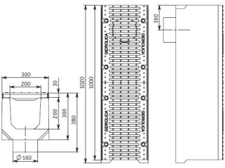 Tray with grate (set) 04221 - drainage systems Gidrolica - Kyiv and Ukraine.