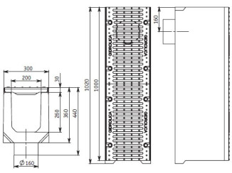 Tray with grate (set) 04231 - drainage systems Gidrolica - Kyiv and Ukraine.
