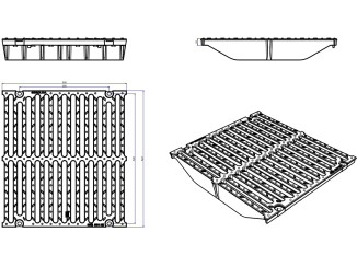 Tray DN 500 with grate class E (set) 0531 - drainage systems Gidrolica - Kyiv and Ukraine.