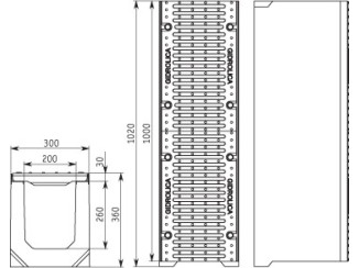 Tray with grate (set) 0423 - drainage systems Gidrolica - Kyiv and Ukraine.