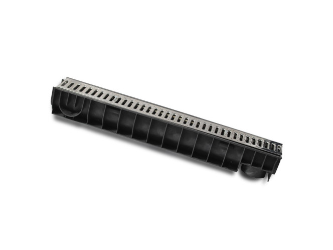 Plastic drainage tray GIDROLICA Standart DN100 H135 with stainless steel grate A15 8003