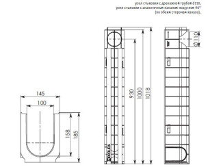 Odtokový žľab GIDROLICA plastový DN100 H185 802